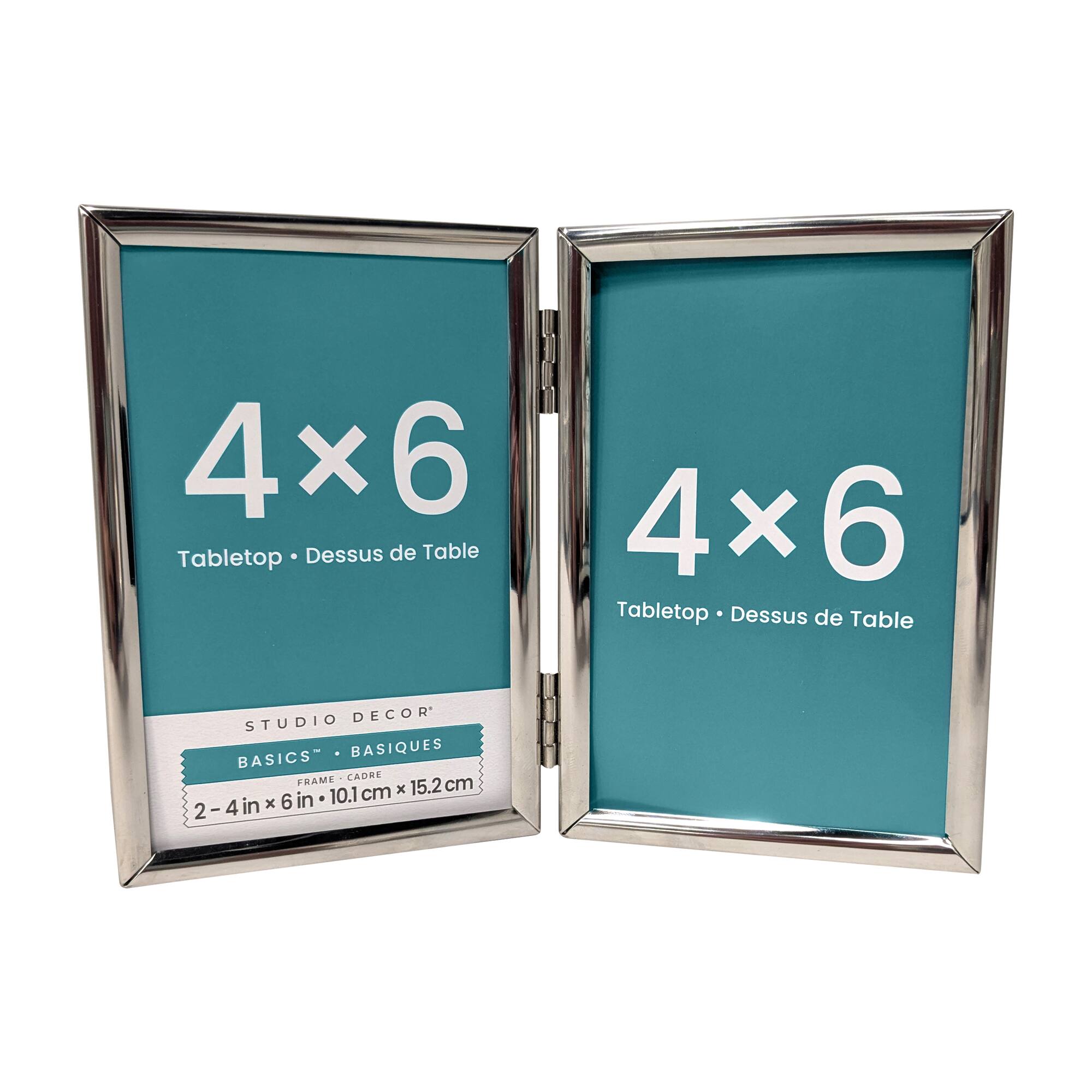 2-Opening Basics™ 4" x 6" Silver Rounded Metal Tabletop Frame by Studio Décor®